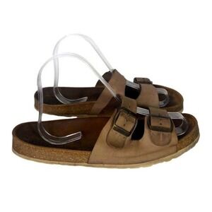 BioStep Brown Buckle‎ Slides Comfort Sandals Casual Shoes Size 9